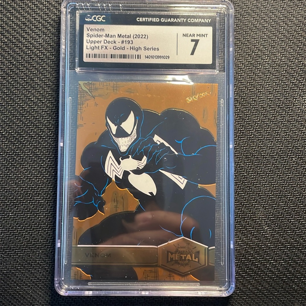 Venom Spider-Man Metal 2022 Upper Deck Light FX - Gold CGC 7 Near Mint